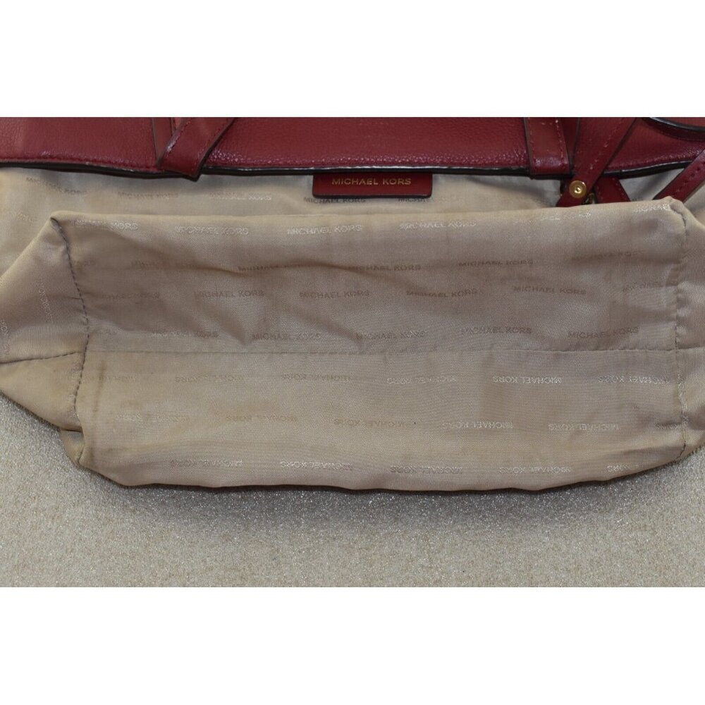 Michael Kors Womens Whitney Red Purse Leather Tote Shoulder Bag - Picture 10 of 16